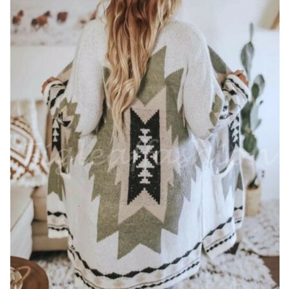 Shop_Fig Sweaters - New Aztec Oversized Cardigan Sweater Coat